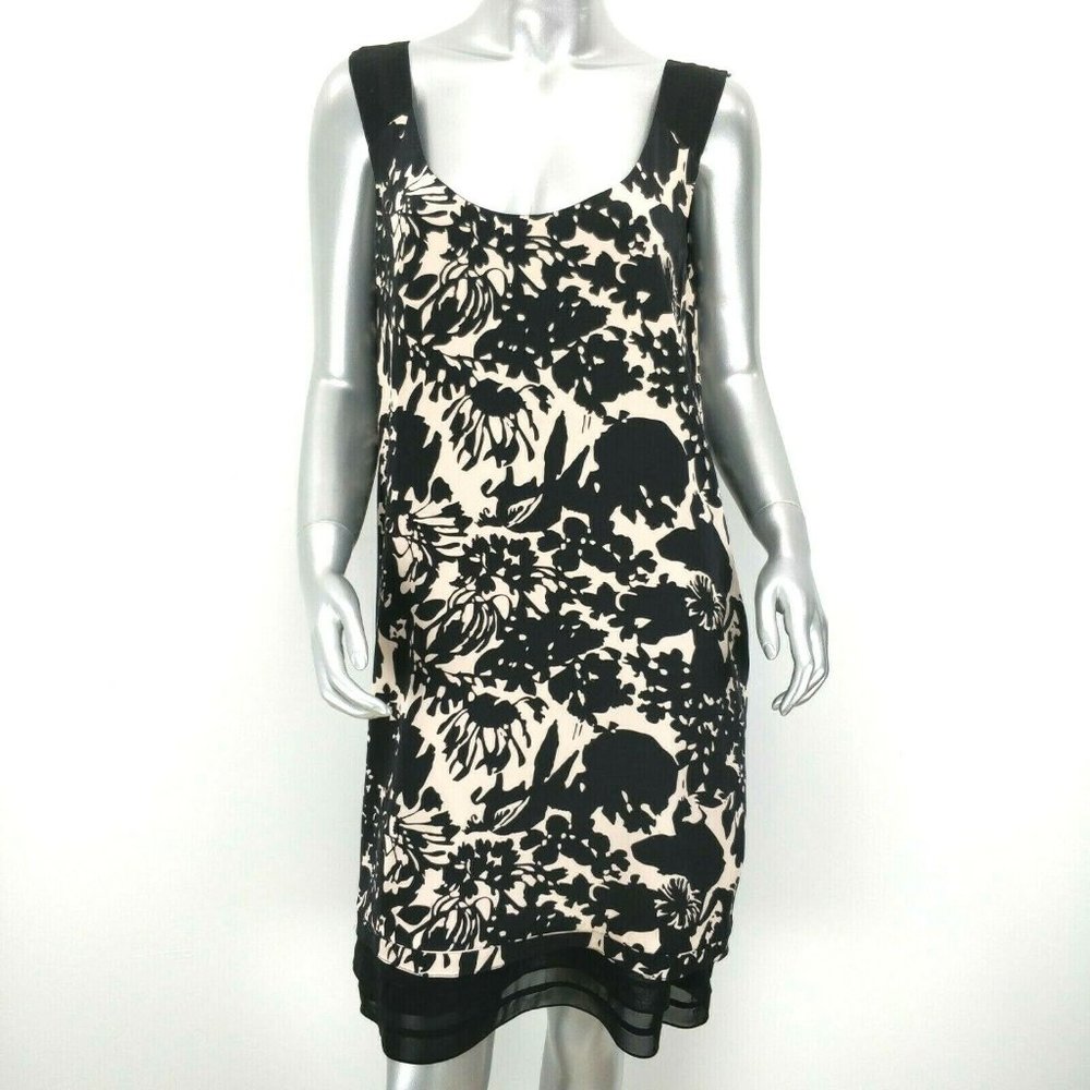 Diane Von Furstenberg Size 10 Silk Sleeveless Lined Floral Print Shift Dress